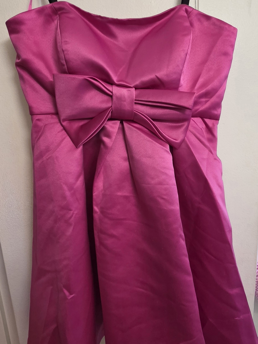 Betsey Johnson Hot Pink Satin Bow-Front Formal Dress